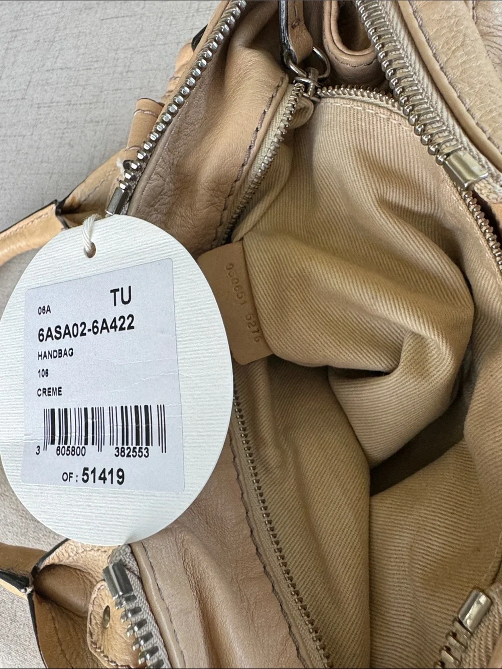 Chloe Paddington Creme 106 Leather Bag Padlock Key Original Tag Y2K Vintage